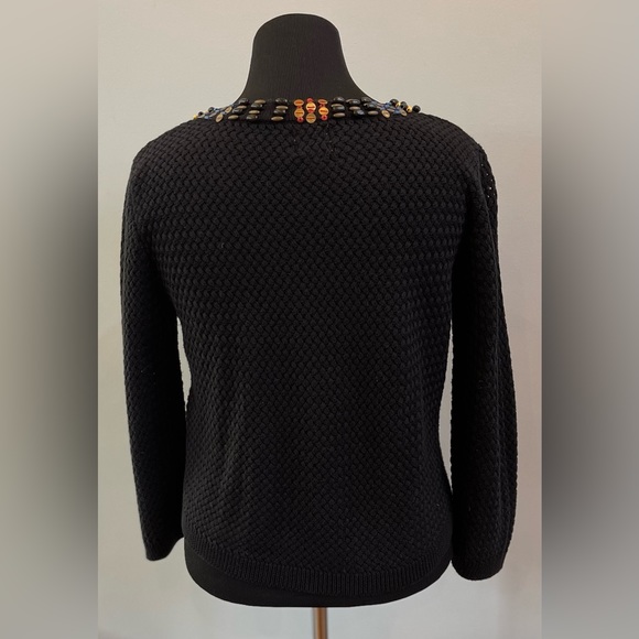 Ruby Rd Womens Black Open Front Long Sleeve Cardigan Bedded Neck Sweater Size L - Picture 5 of 8